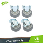 Set of 4 Grey Casters with Belt Brakes