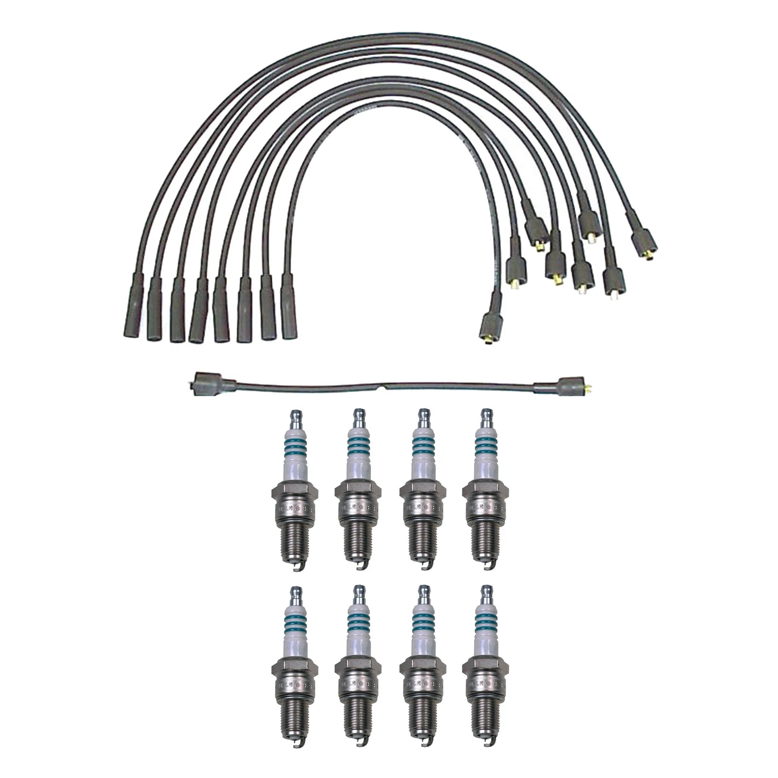 Denso Wire Set & 8 Iridium Power Spark Plugs for Dodge Plymouth V8 (0.044)