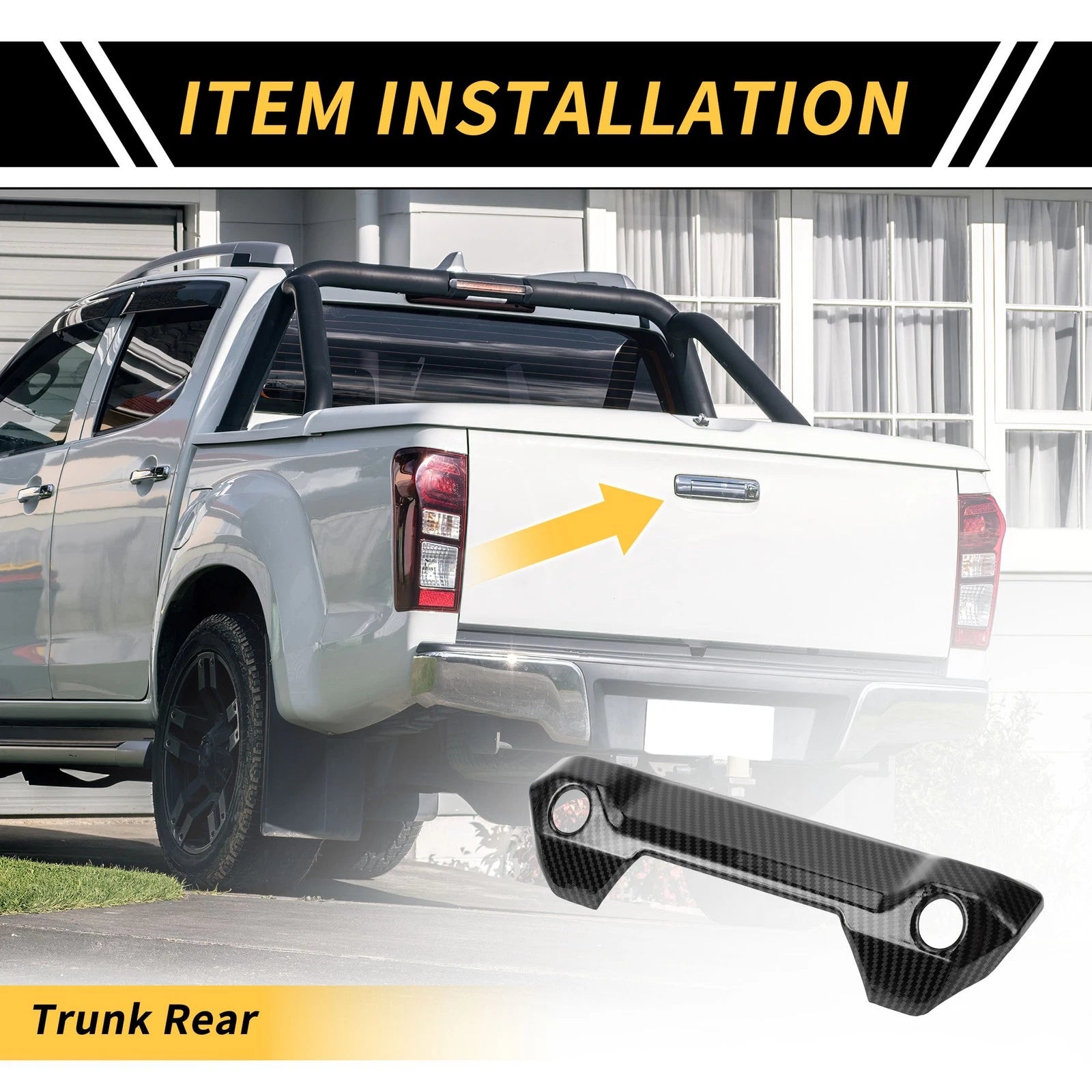 Carbon Fiber Pattern Trunk Handle Bowl Cover for Toyota Tundra (2022–2024)