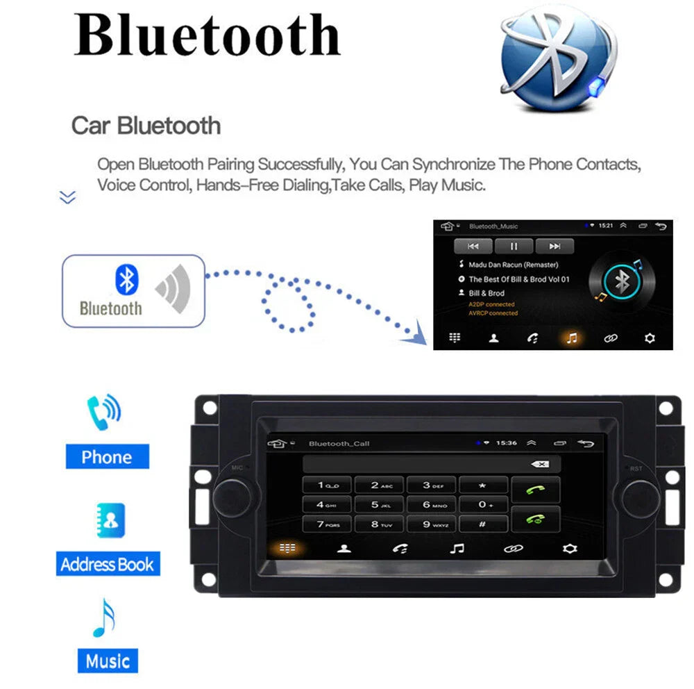 6.8" Jeep Chrysler Stereo Radio GPS Head Unit FM Wireless Carplay (2011-2023)