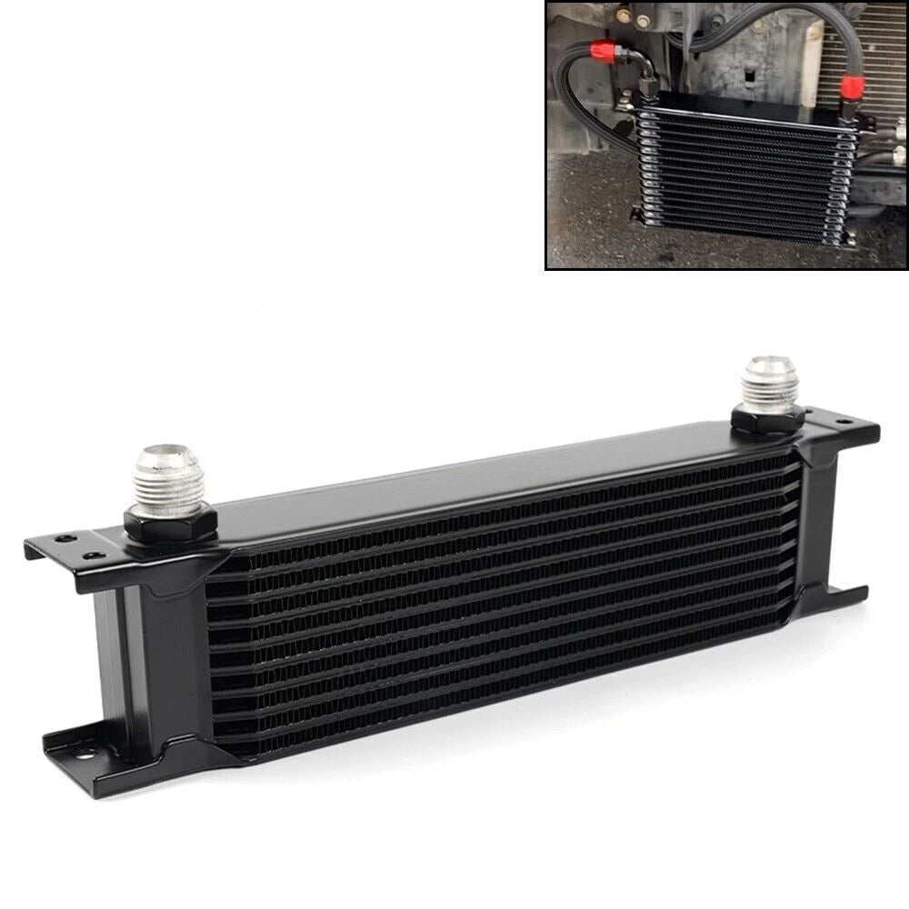 Set of 10 Row Black Aluminum Engine Transmission Oil Coolers