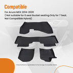 Set of 4 Black Non-Slip TPE All-Weather Floor Mats for Acura MDX (2014–2020)