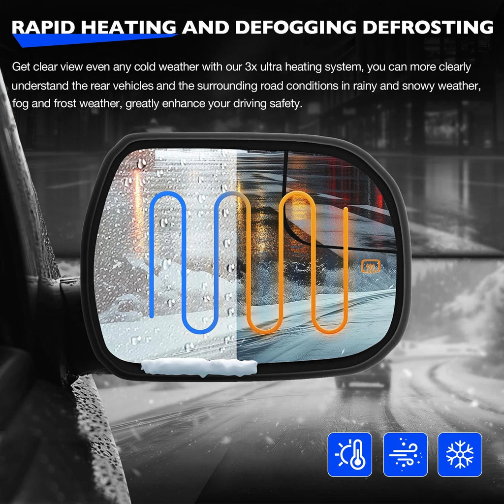 Right Passenger Side Convex Mirror Glass w/ Power Heated for Toyota Sienna (2014–2020)