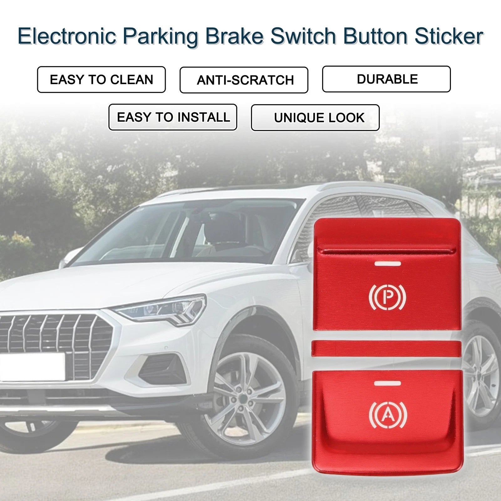 Electronic Parking Brake Switch Button Sticker for Audi Q3 (2019–2020) Red