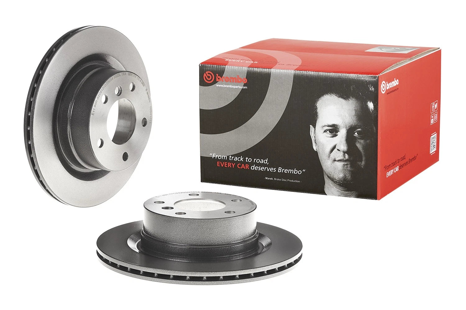 Rear Disc Brake Rotor Set of 2 for BMW E82 E88 128i (2008–2013) Brembo 300mm UV Coated Vented
