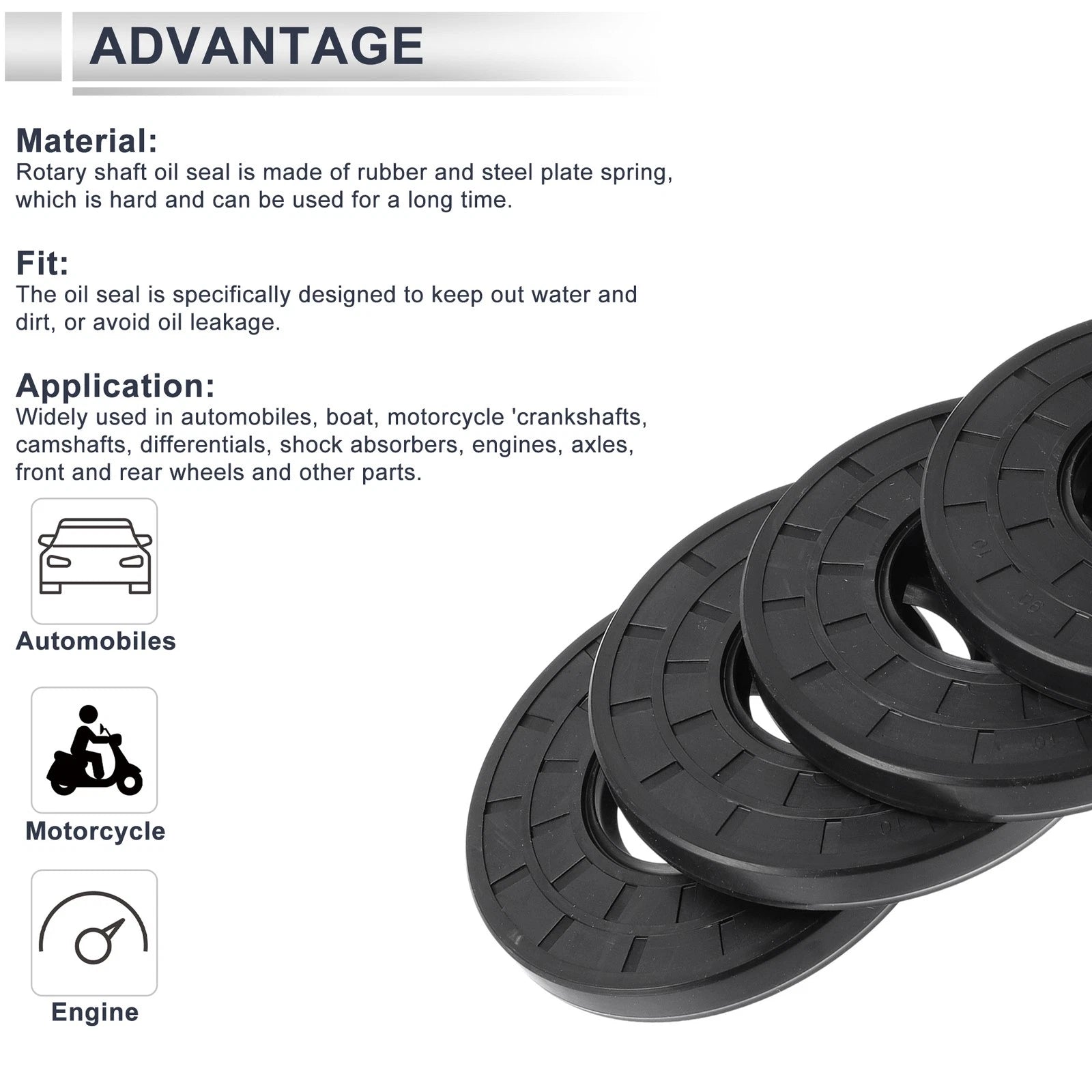Set of 5 Oil Seal Rotary Shaft Seal Nitrile Rubber 40x90x10mm