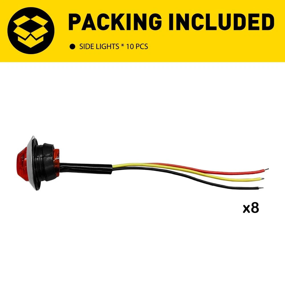 10X LED Side Marker Lights for Universal Vehicles (3/4")