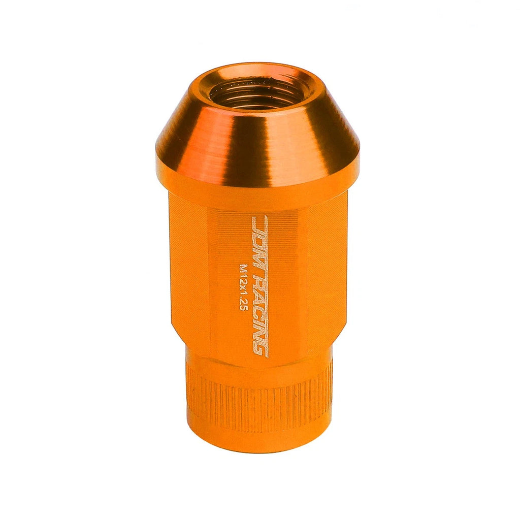Set of 4 Open End M12x1.25 44mm Tall Orange Aluminum Lug Nuts for JDM Rims