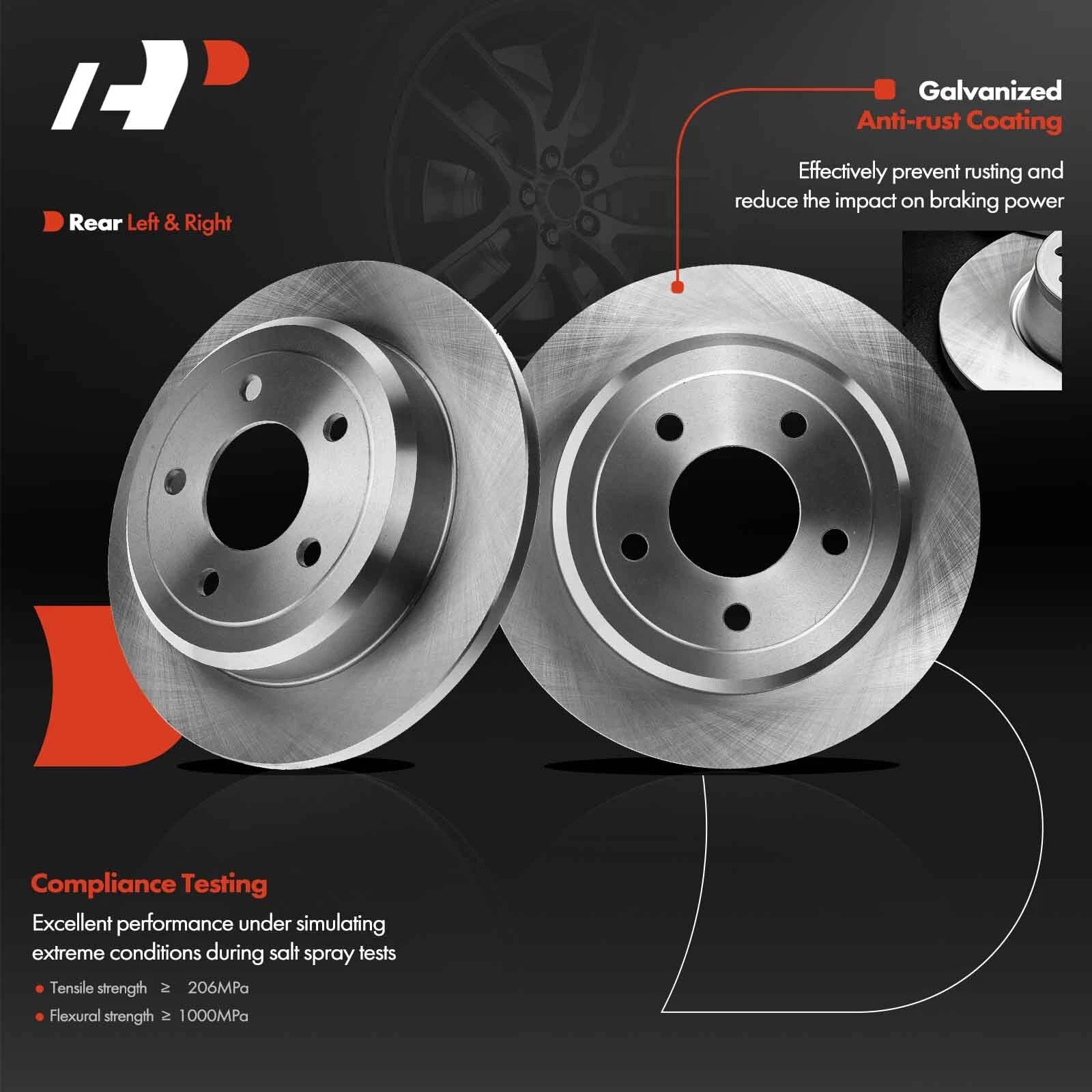 Set of 2 Rear Disc Brake Rotors for Ford Crown Victoria (1996–2002)