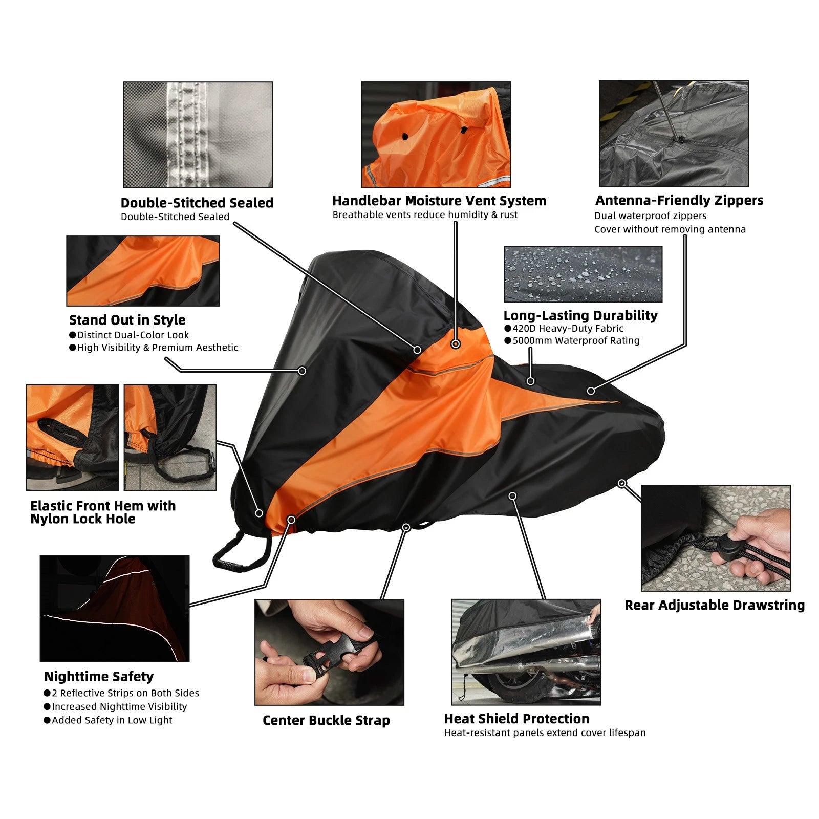 Motorcycle Cover for Harley Street Glide (420D Waterproof, Heavy-Duty)
