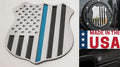 Police Shield Thin Blue Line Emblem Polished Stainless Badge for Car (5in)