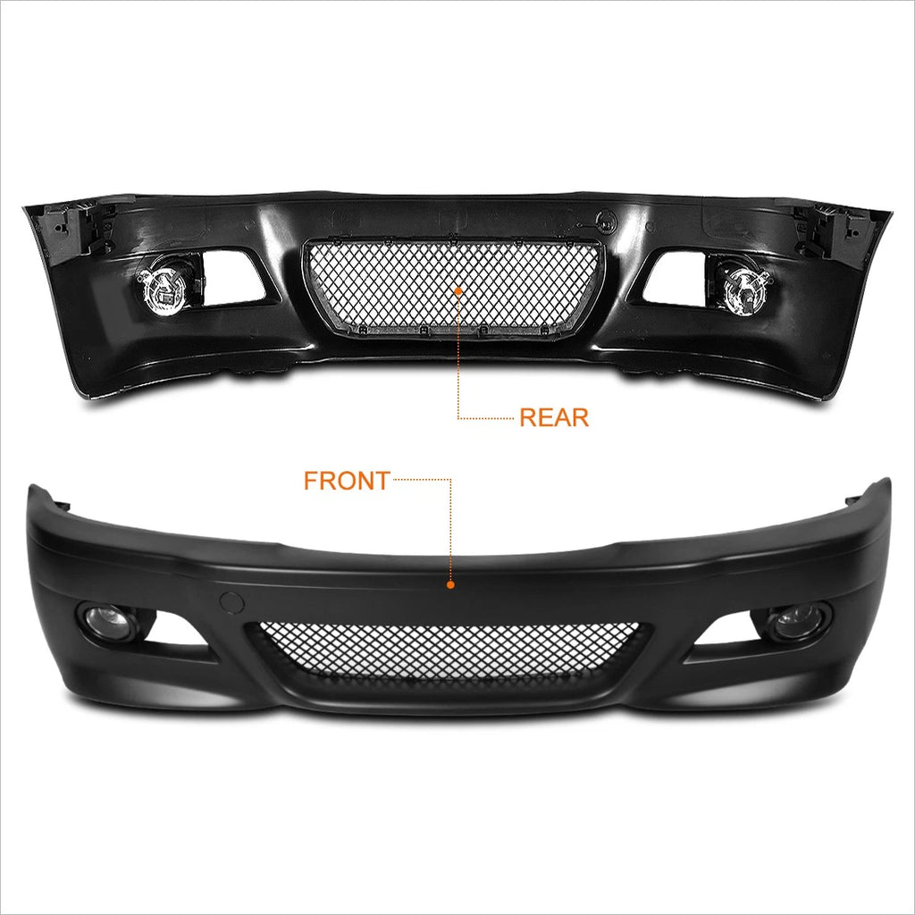Front Bumper Cover Lower Lip with Grille & Fog Light for BMW E46 3-Series (1999–2006)