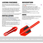 Red Reflective Rearview Mirror and Door Night Warning Stickers for Cars (-)