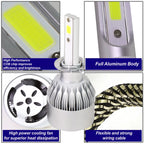 Set of 2 H1 6000K White LED Headlight Bulbs for High/Low Beam