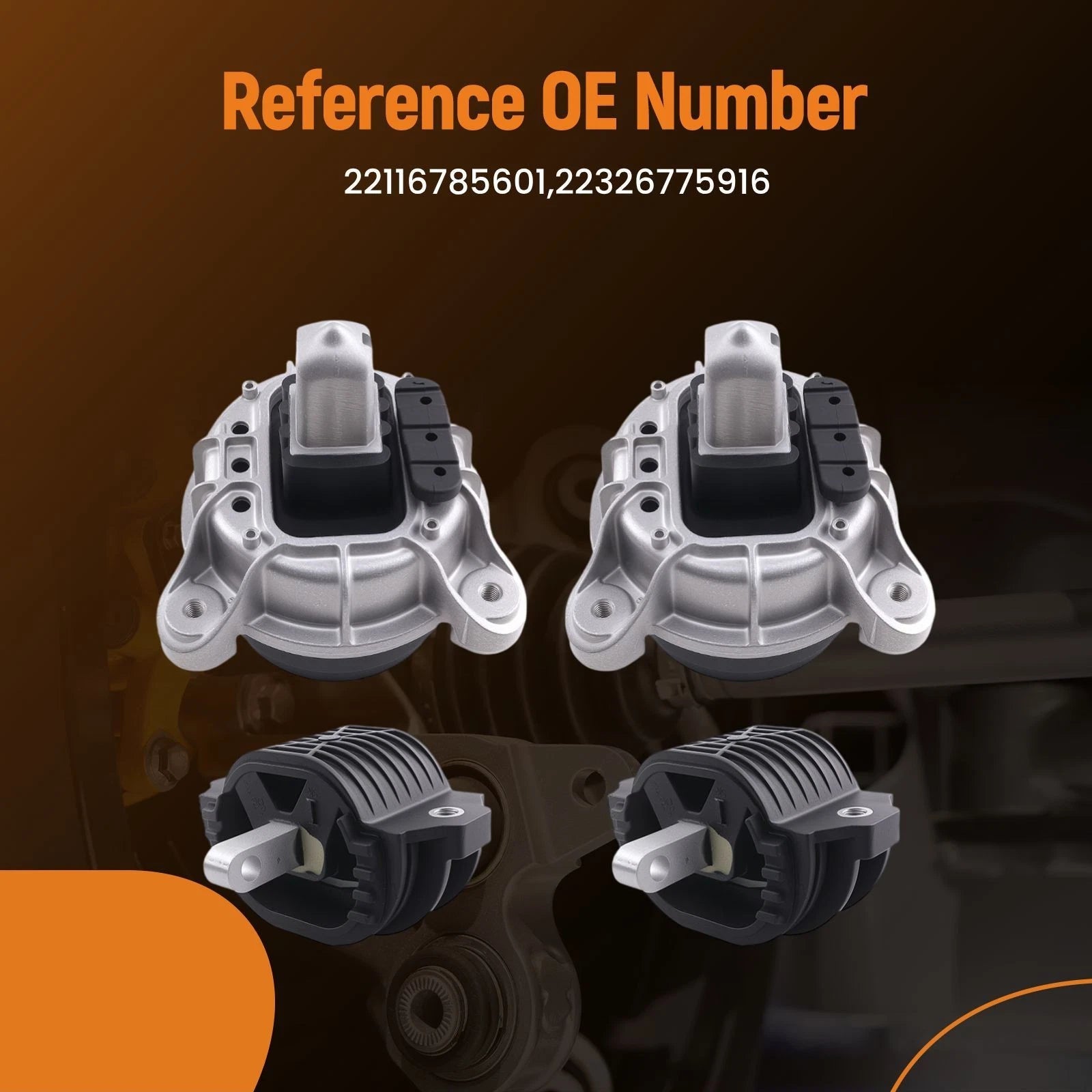 Set of 4 Engine Motor Transmission Mounts for BMW F10 528i (2014–2016)