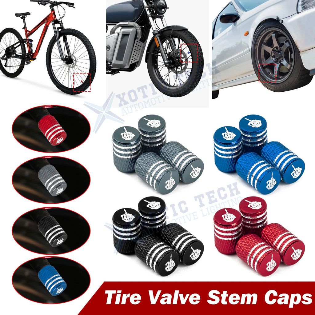 Tire Valve Stem Caps 4-Pack for Universal Cars SUVs Bikes Motorcycles (—)