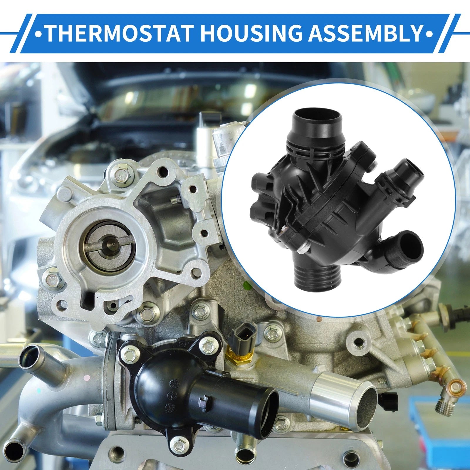 Engine Coolant Thermostat Housing Assembly for BMW X5 E70 E71 (2007–2010) X6 (2008–2010)