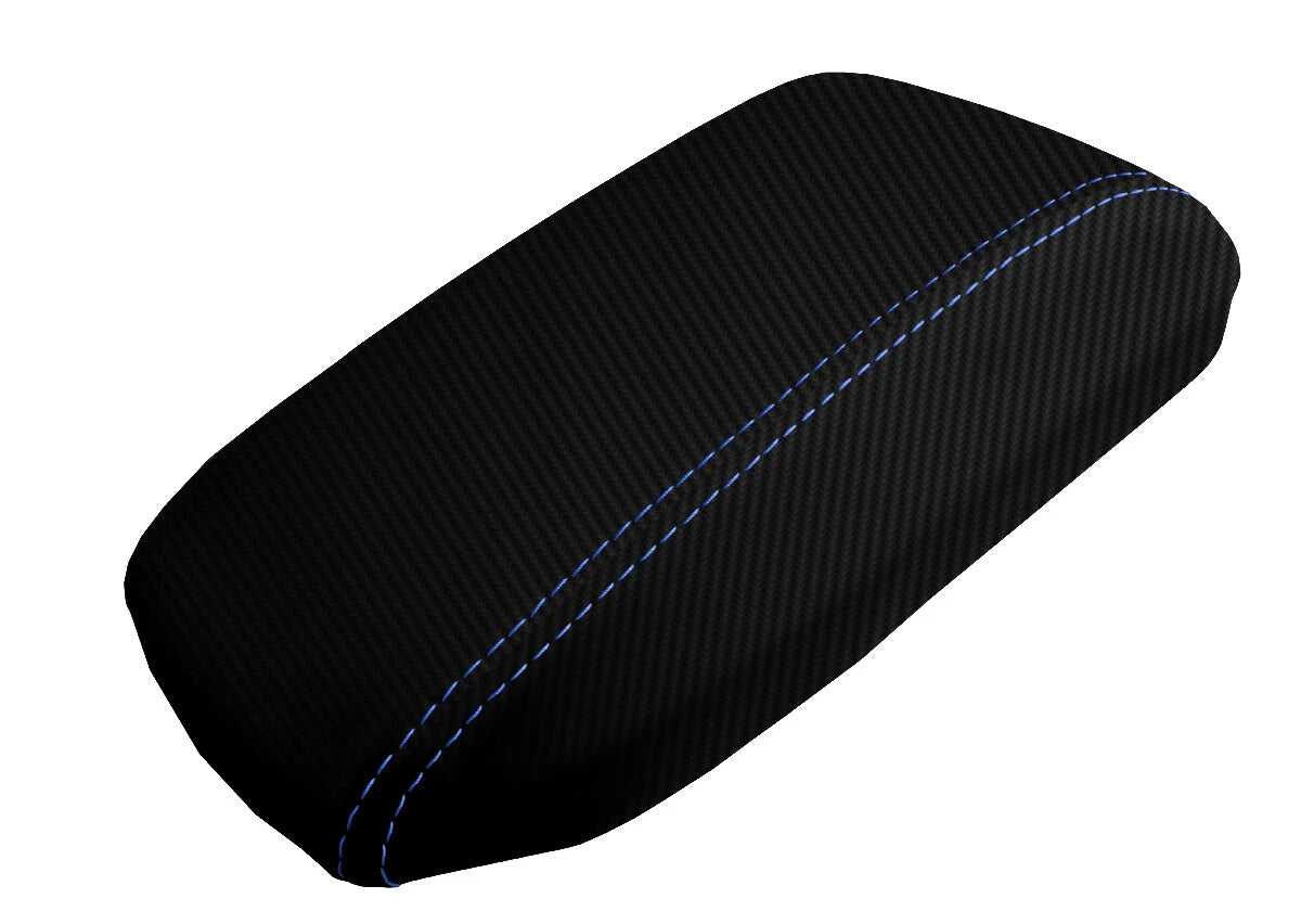 Carbon Fiber Console Lid Cover for Toyota Corolla (2014–2019) Blue Stitch