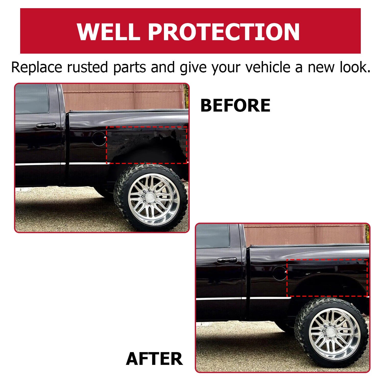 Rear Upper Wheel Arch Repair Patch Panels for Dodge Ram 1500 2500 3500 (2002-2009)