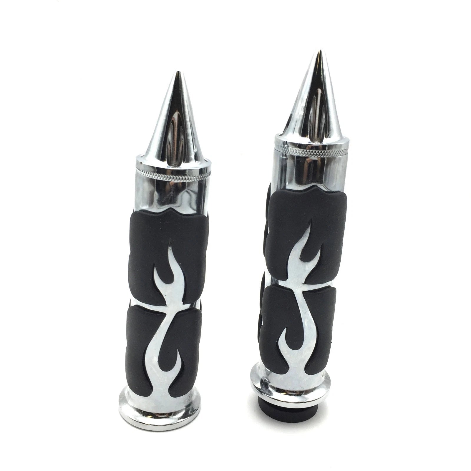 Chrome Spike Flame Hand Grip for Suzuki Intruder Boulevard C90 C50 M50 (25mm)