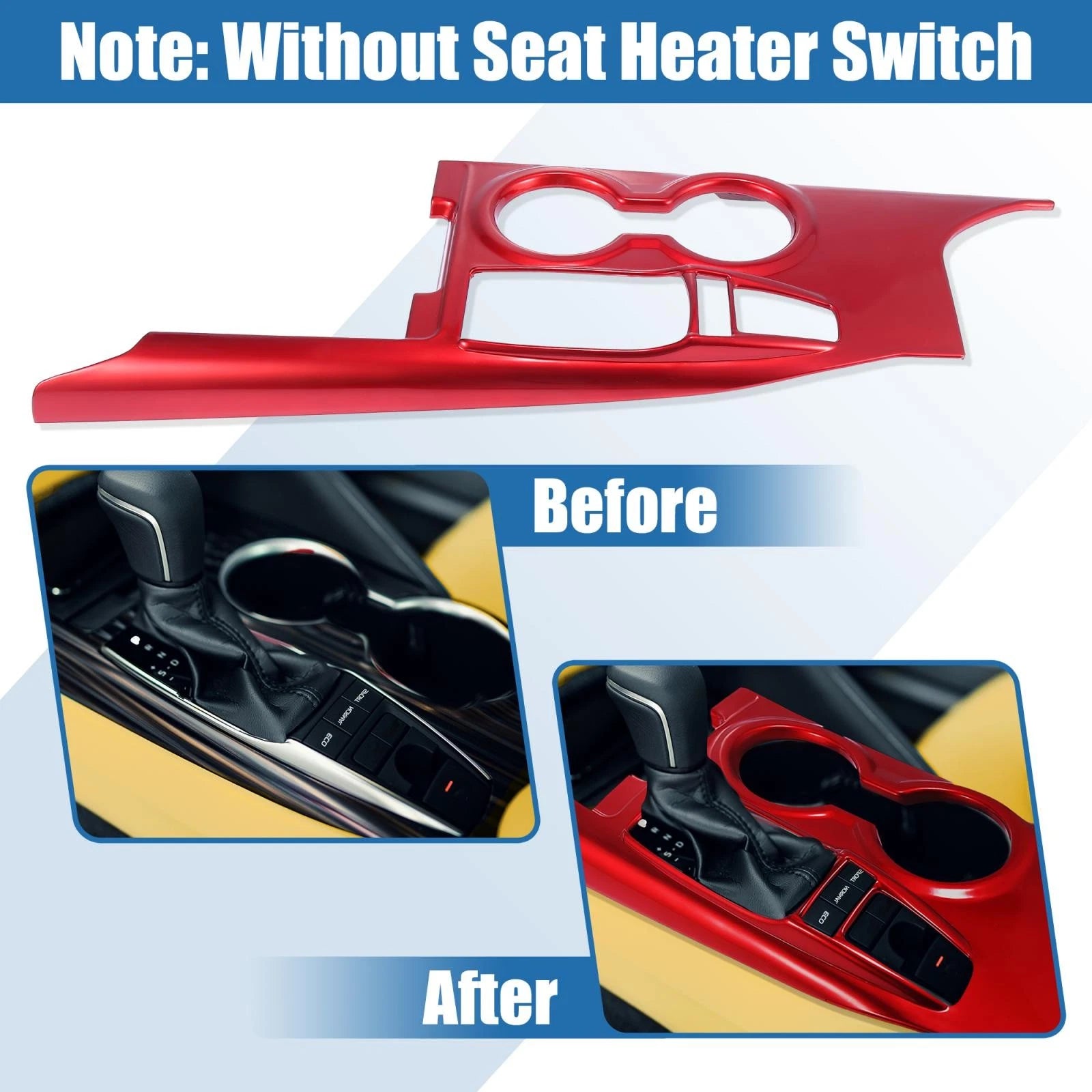 Gear Shift Frame Console Panel Trim Cover for Toyota Camry (2018–2023) Red