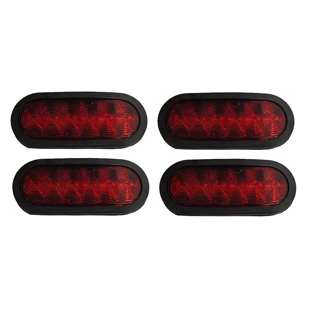 Set of 4 LED Sealed Red 6" Oval Stop/Turn/Tail Lights ELJ50-0312