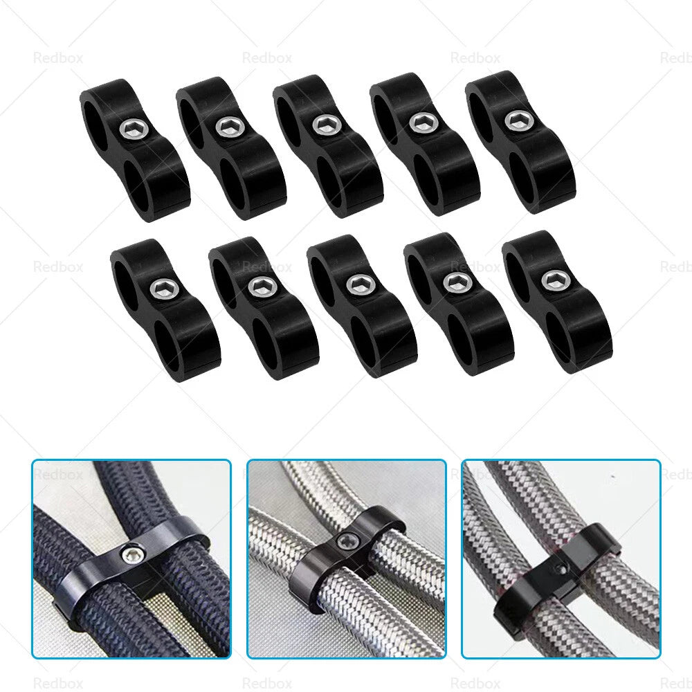 10x AN8 8AN Nylon Braided Fuel Oil Line Clamp Universal (02-Current)