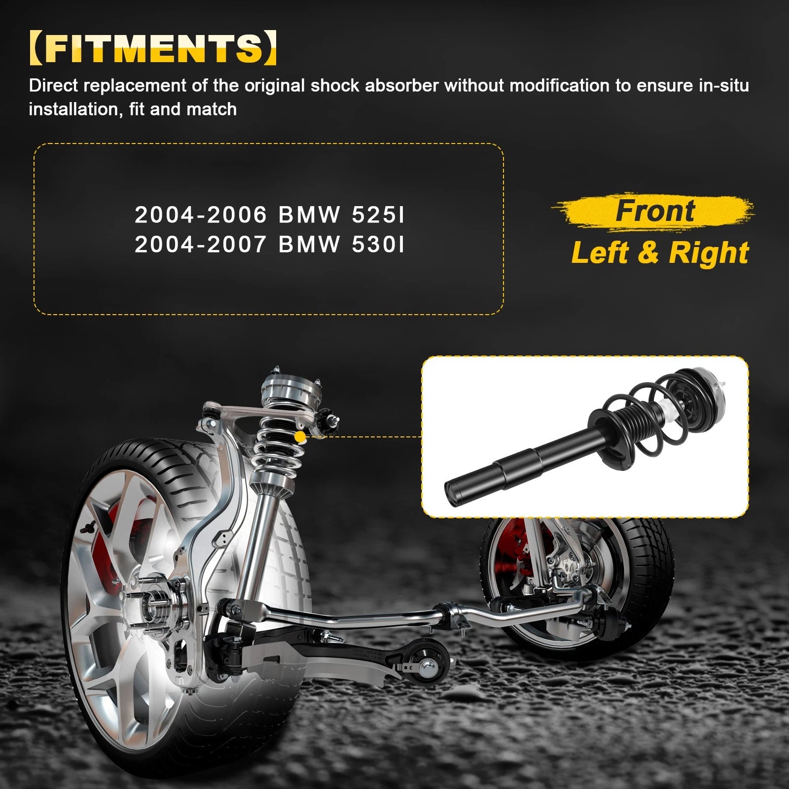 Set of 2 Front Complete Struts for BMW 525i 530i (2004–2007)