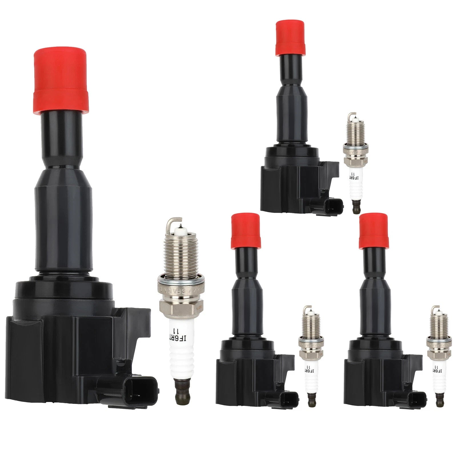 Set of 4 Ignition Coils & Spark Plugs for Honda Fit (2007–2008)