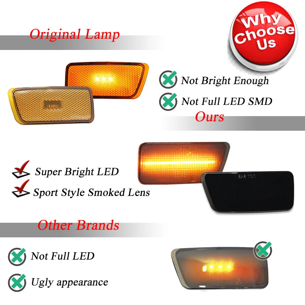 Smoked Amber LED Front Side Marker Lights for Ford Bronco Sport (2021–2024)
