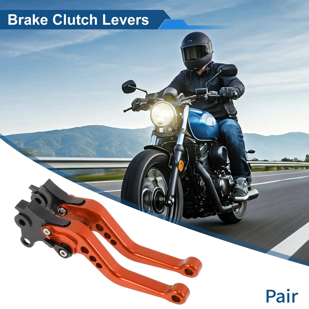Adjustable Short Brake Clutch Levers for BMW R Nine T (2014–2016) - Orange 1 Pair