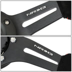 NRG 350mm Deep Red Stitch Suede Grip Steering Wheel for Universal (2000–2023)