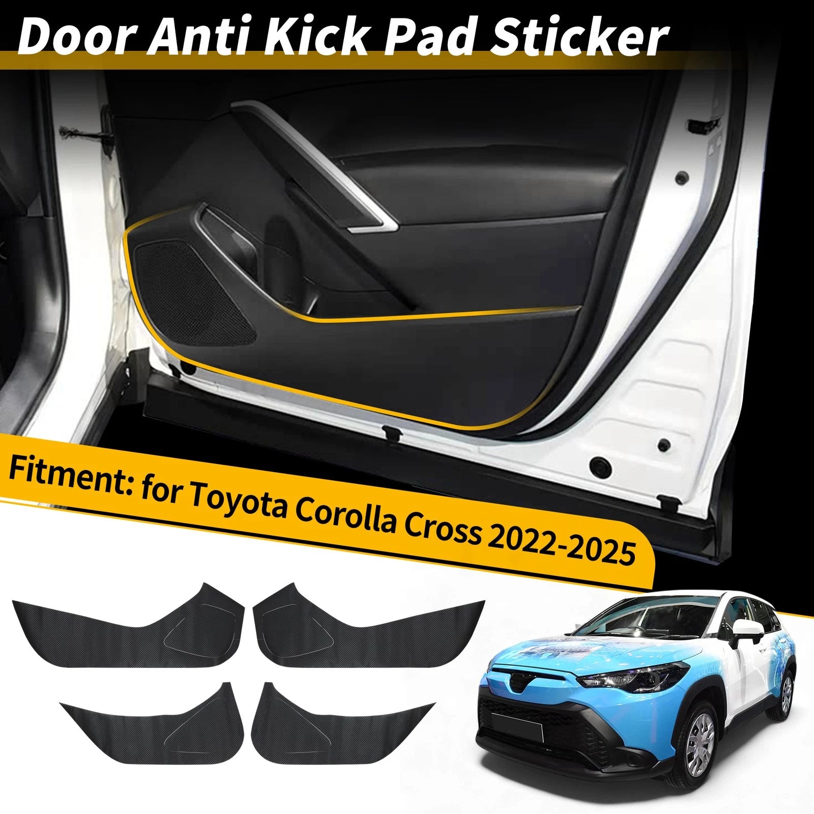Car Door Anti Kick Pad Sticker Scratch Protector for Toyota Corolla Cross (2022–2025)