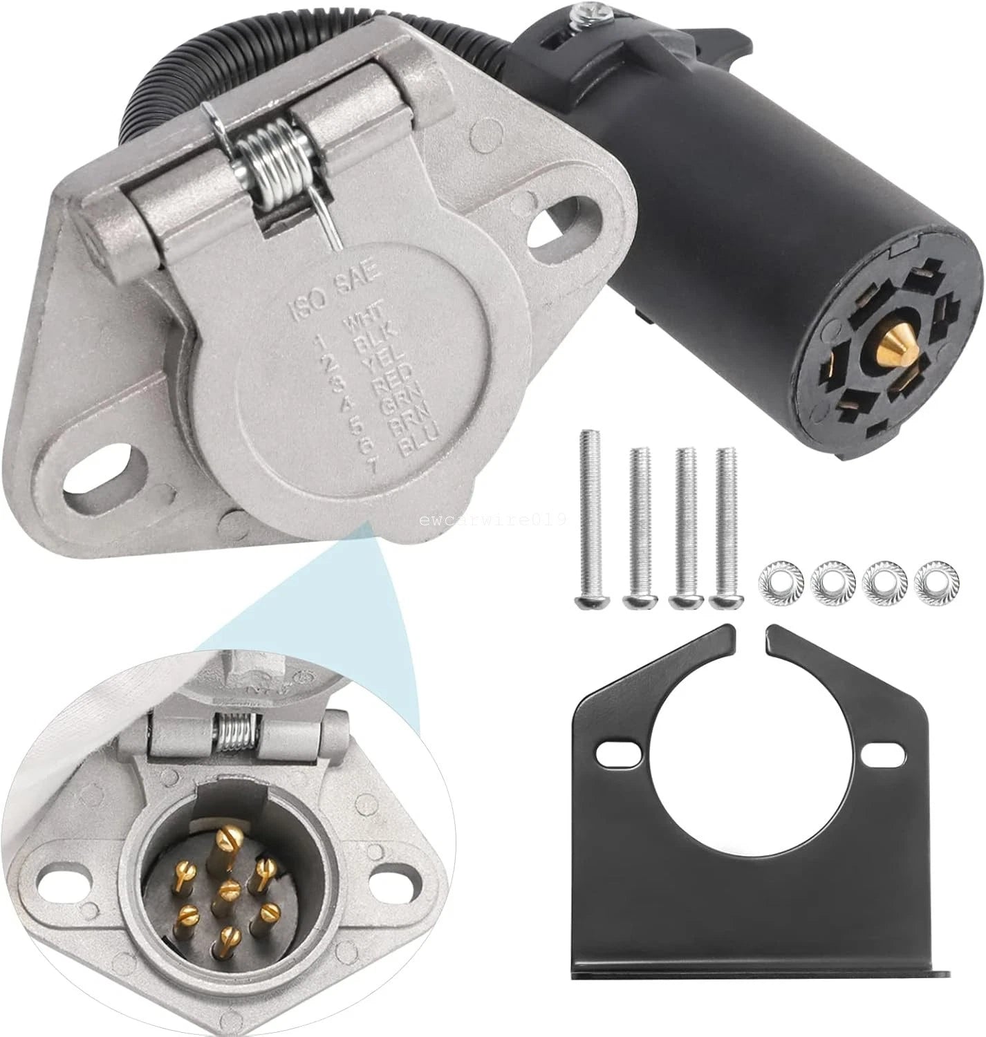 7-Way RV Blade to 7-Way Round Pin Trailer Adapter SAE J560 for Towing