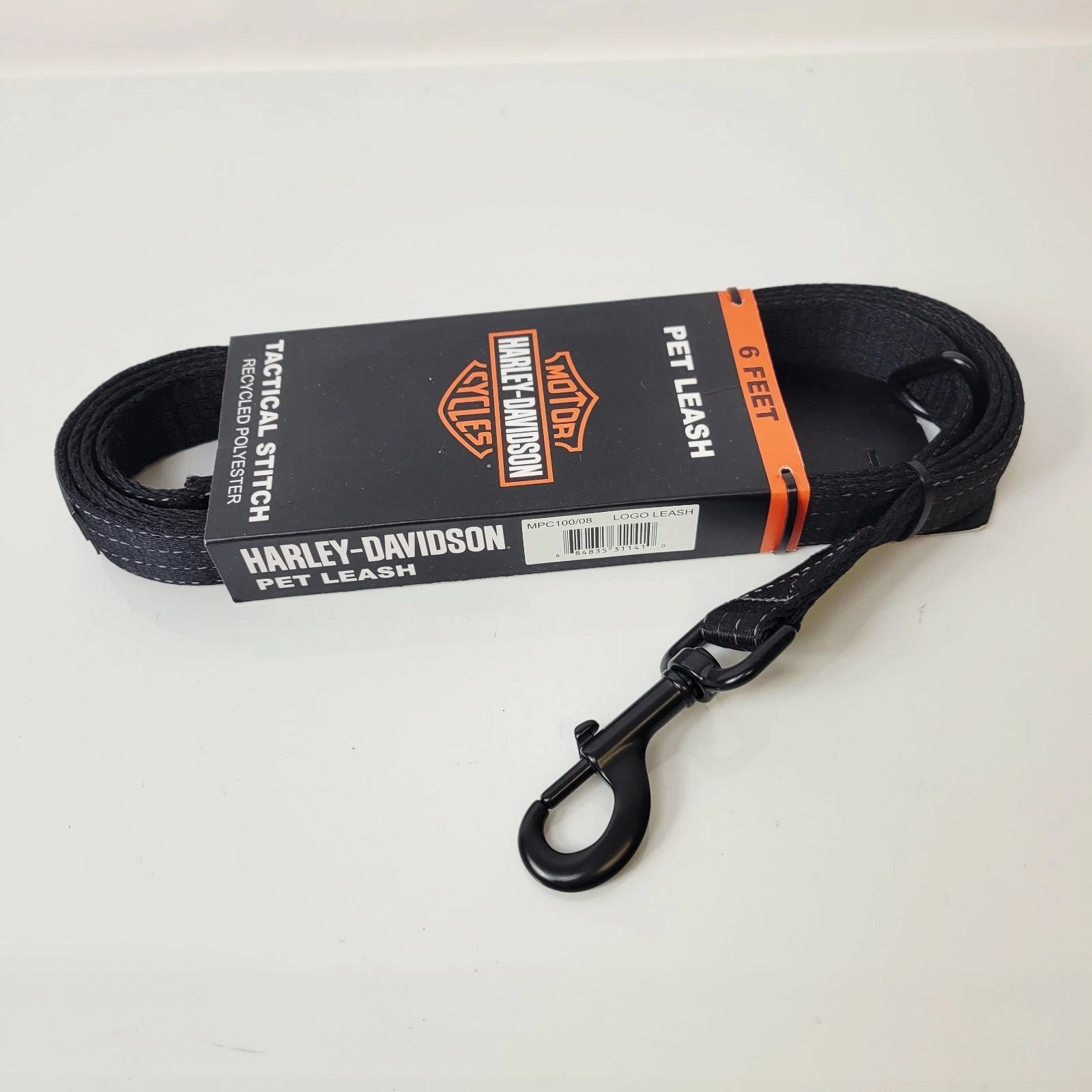 6 ft Black Nylon Dog Leash for Harley-Davidson (MPC100-08)