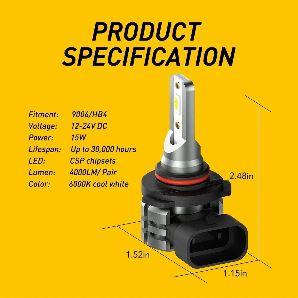 2X AUXITO HB4 9006 LED Fog Light Bulbs 6000K for