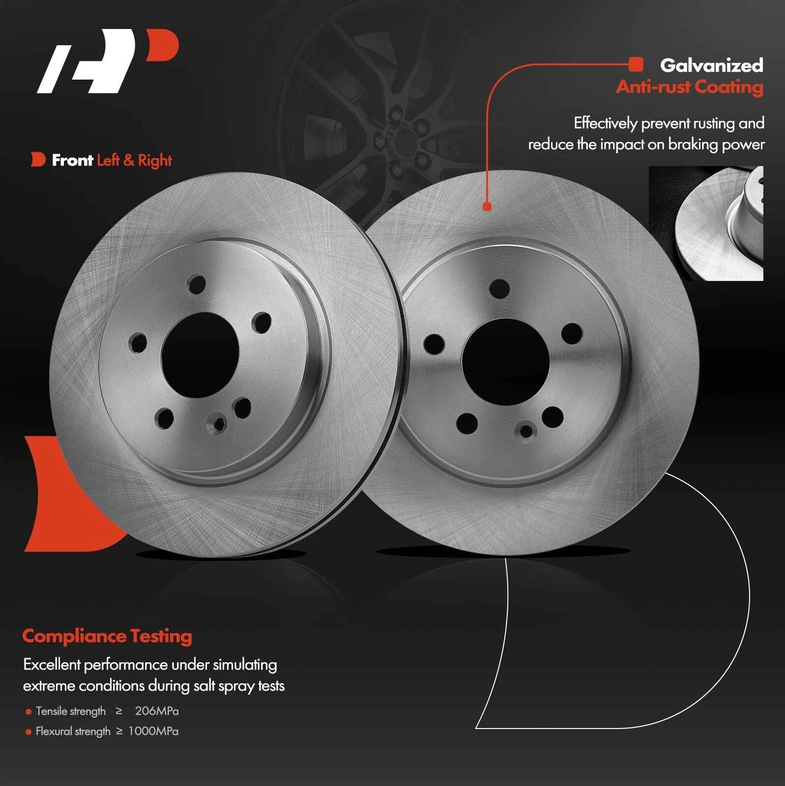 Front Disc Brake Rotors & Ceramic Pads for Mercedes-Benz ML320 (1998–2003)