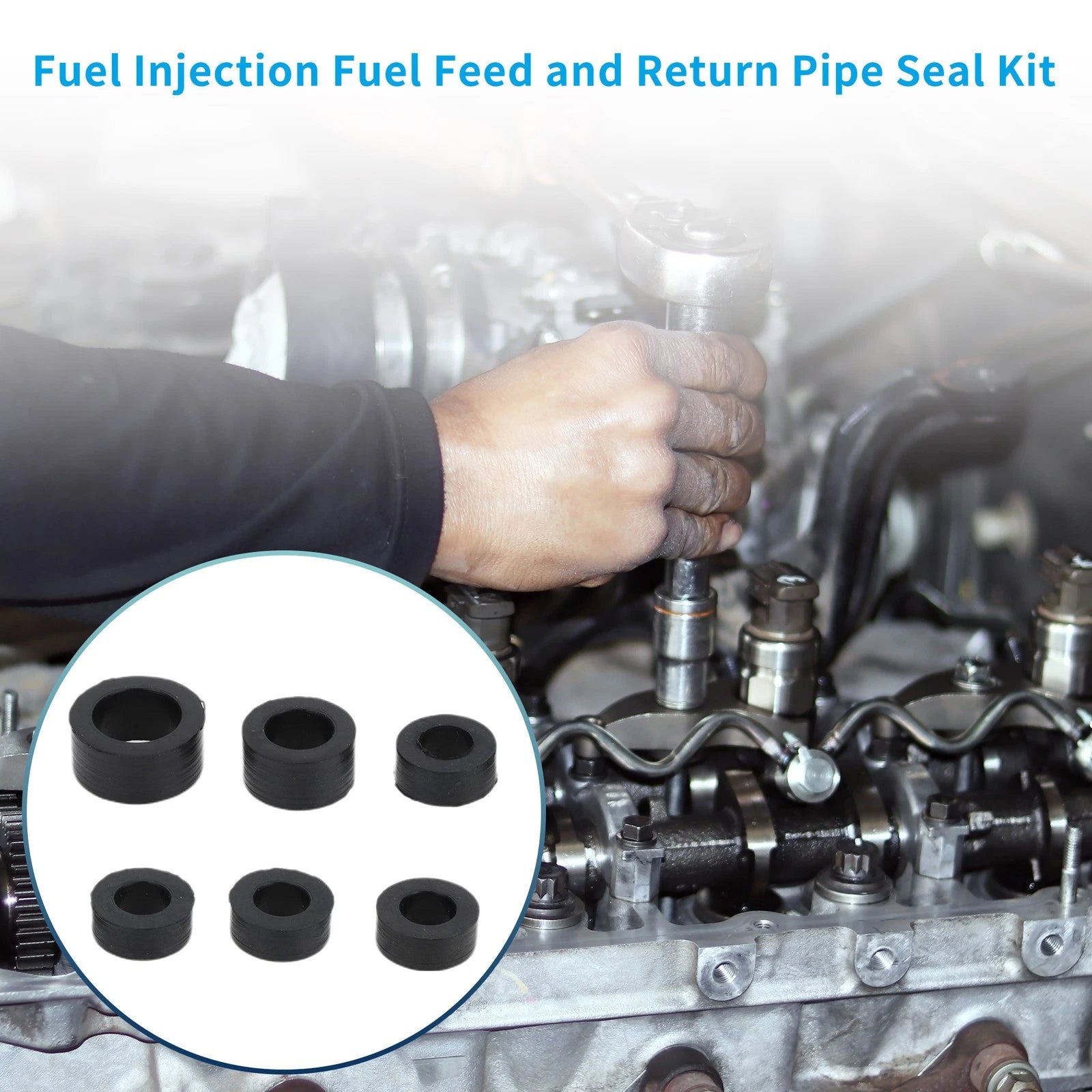 Set of 1 Fuel Injection Fuel Feed and Return Pipe Seal Kit for Ford F-250 F-350 (1994–1997)