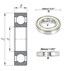 Deep Groove Ball Bearing 6216ZZ for Scooter Skateboard Wheel (80x140x26mm)