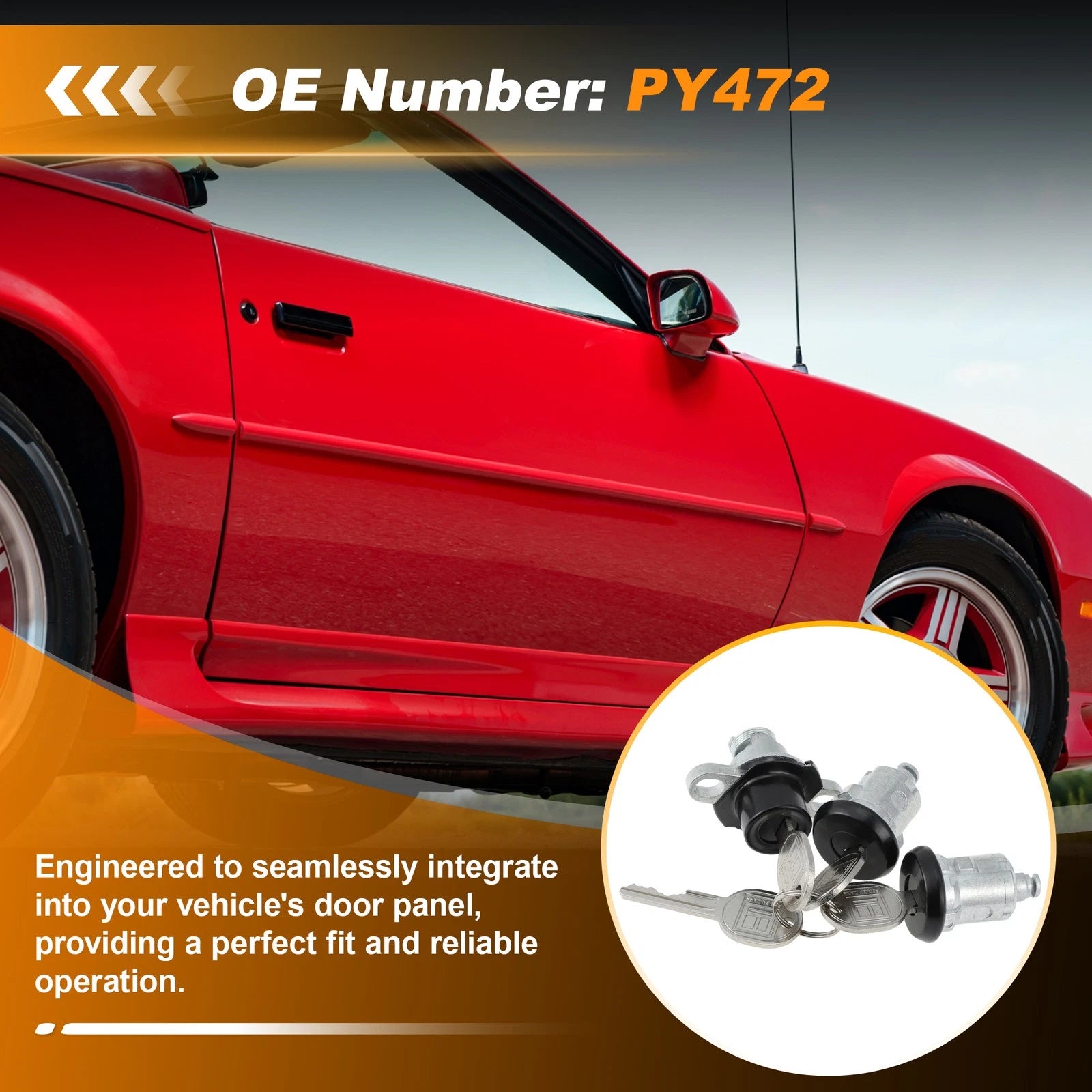 Set of 2 Doors & Hatch Lock Cylinder PY472 for Chevrolet Camaro, Firebird (1993–2002)