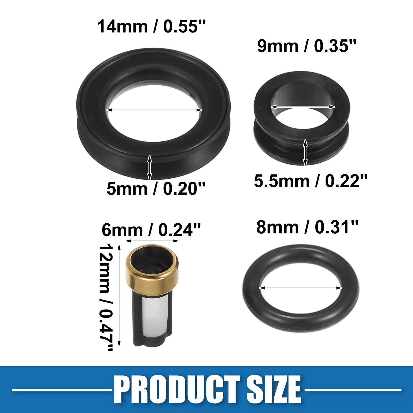 Set of 6 Fuel Injector O Rings Seals for Toyota 4Runner (1996–1998) & Lexus ES300