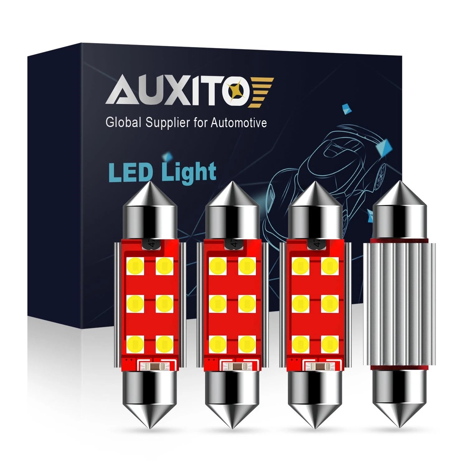 Set of 4 LED Interior Light Bulbs for AUXITO 41MM 578 211-2