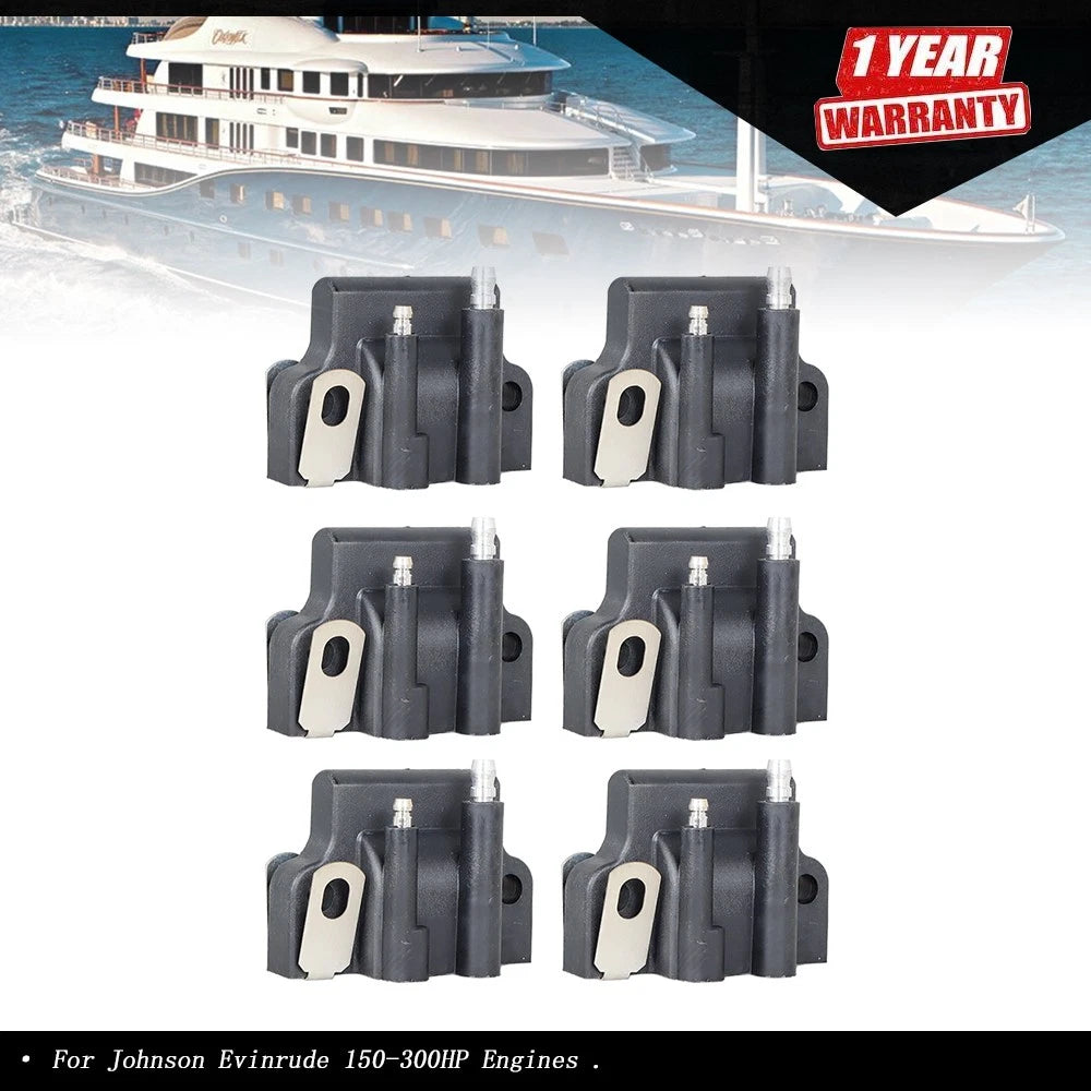6X Ignition Coil for Johnson Evinrude 150-300HP (Various Years)