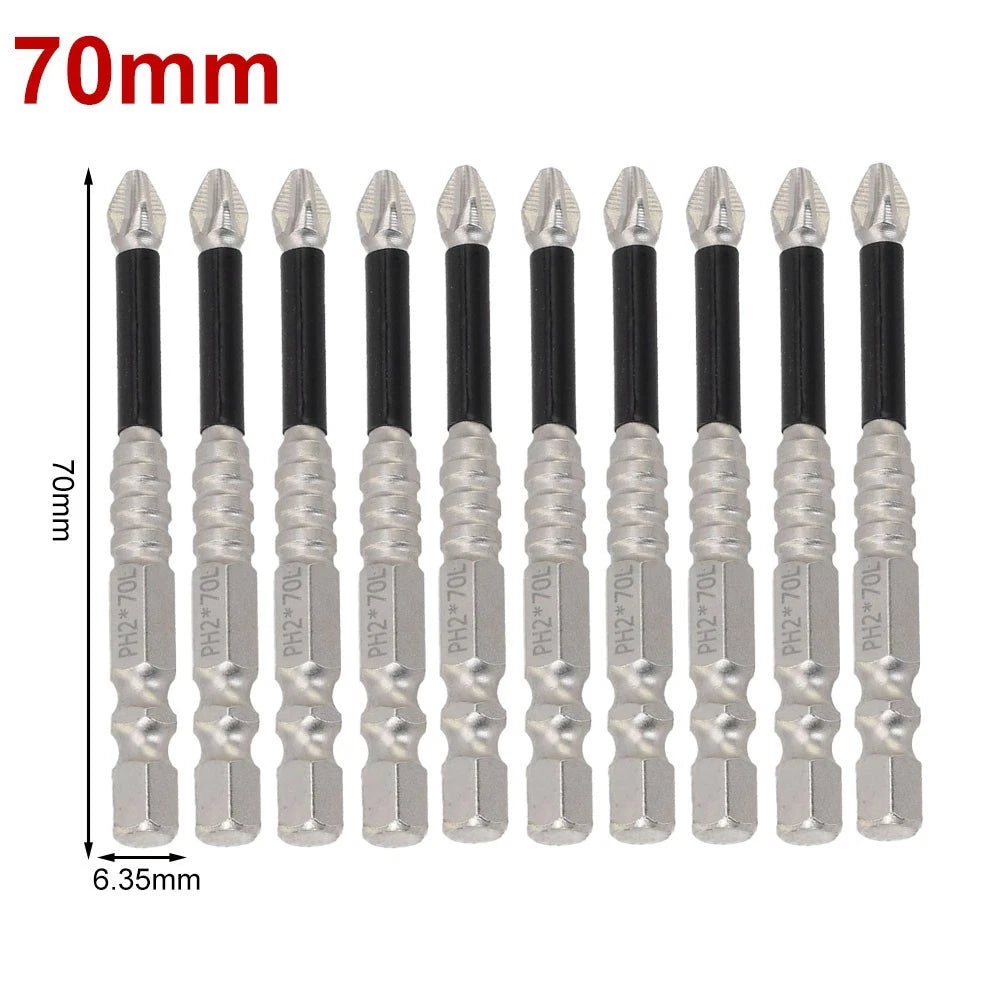 10-Piece Cross Magnetic Screwdriver Bit Set - Alloy Steel