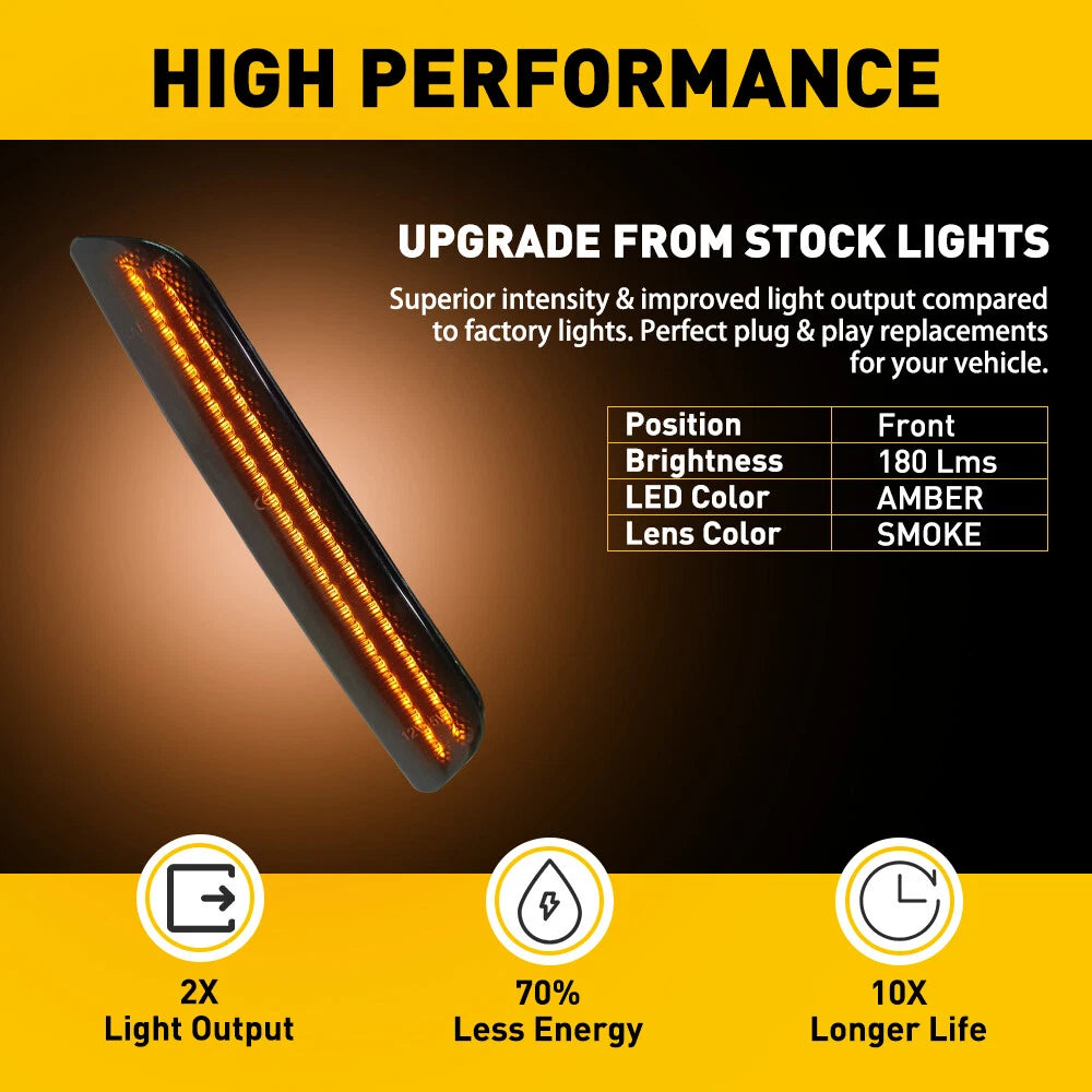 Smoked Lens Front Side Marker Lights for Ford Mustang (2010–2014)