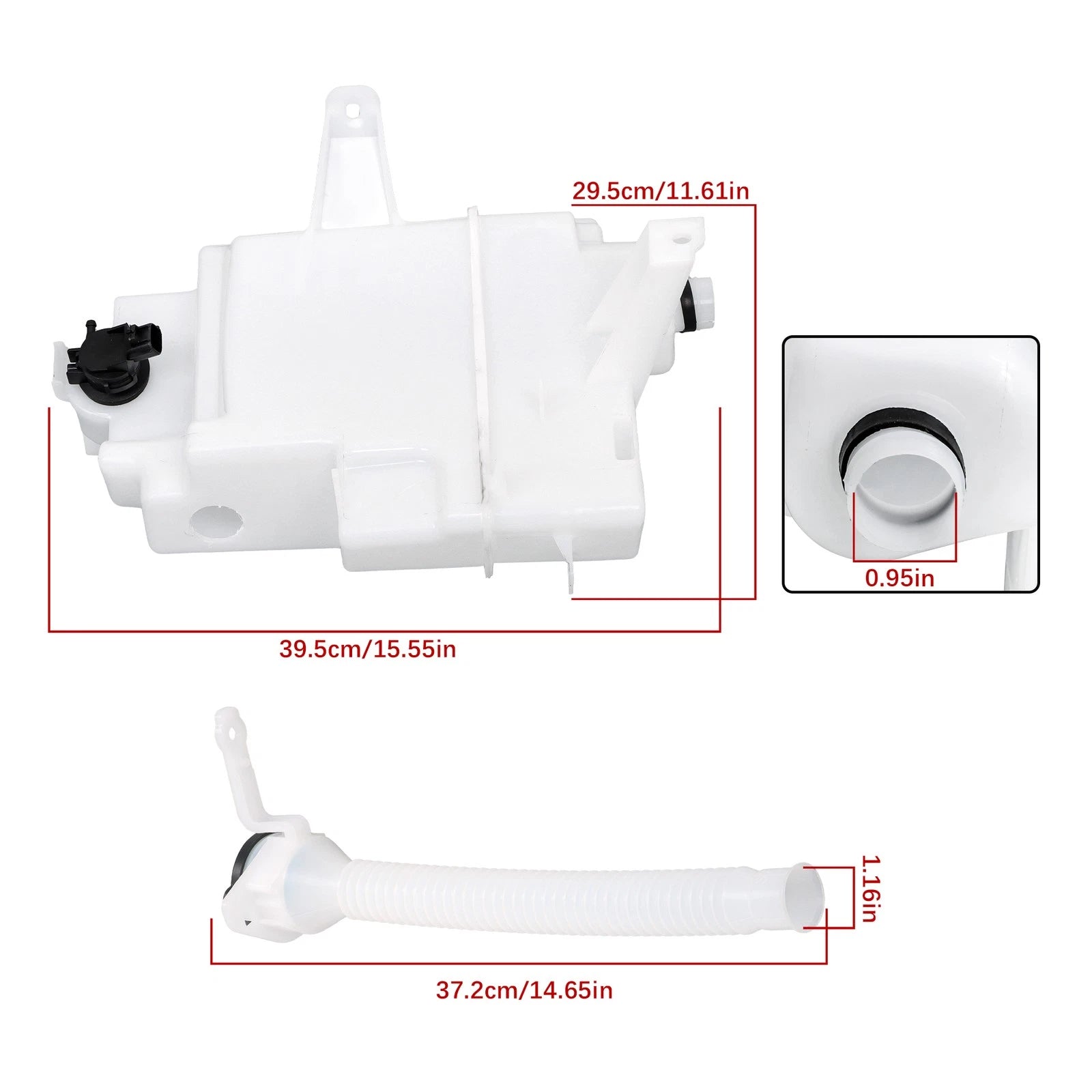 Windshield Washer Reservoir Tank with Cap Pump & Sensor for Toyota RAV4 (2013-2018)