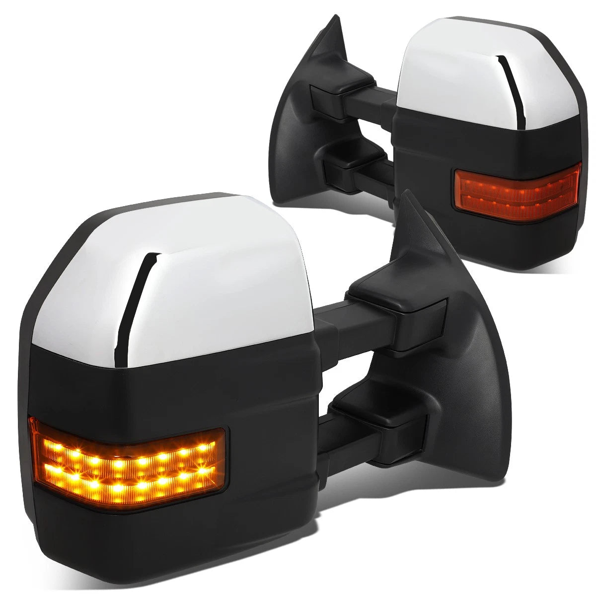 Pair of Manual Towing Mirrors for Ford Super Duty (2008–2016) w/LED Chrome