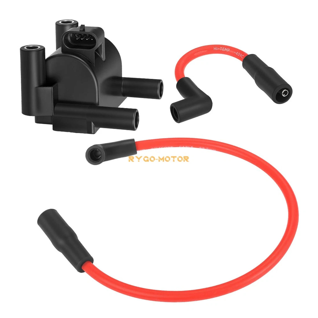 Ignition Coil & Spark Plug Wire Cap for Harley FXD FLD FXST FXSB FXSE (2000–2017)