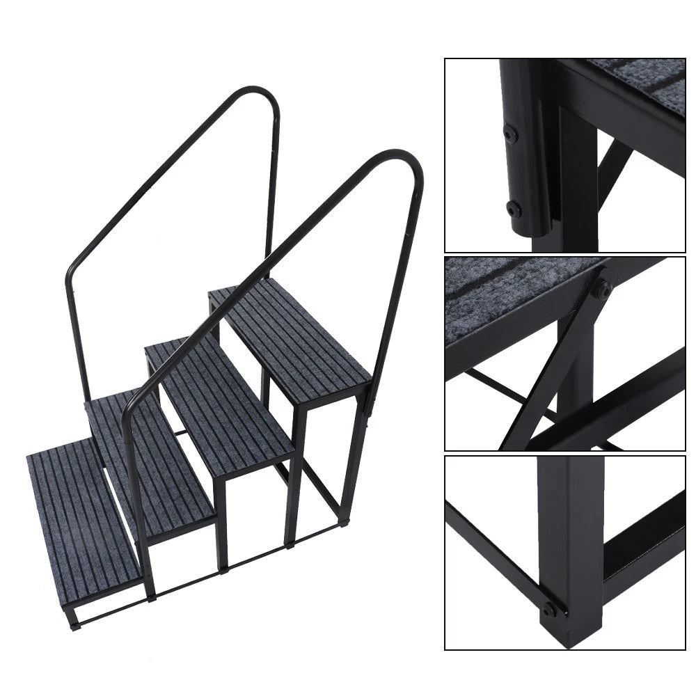 Set of 4 RV Steps for Hot Tub with 2 Handrails and Step Mat