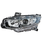 Driver Left Headlight for Honda Civic (2016-2018) Chrome Clear Lens Halogen